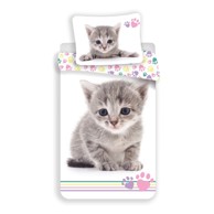 JERRY FABRICS Pamučna dječja posteljina za krevet za jednu osobu 140x200 cm Kitten "Colour" bijela